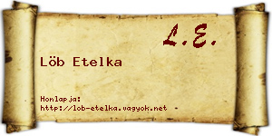 Löb Etelka névjegykártya